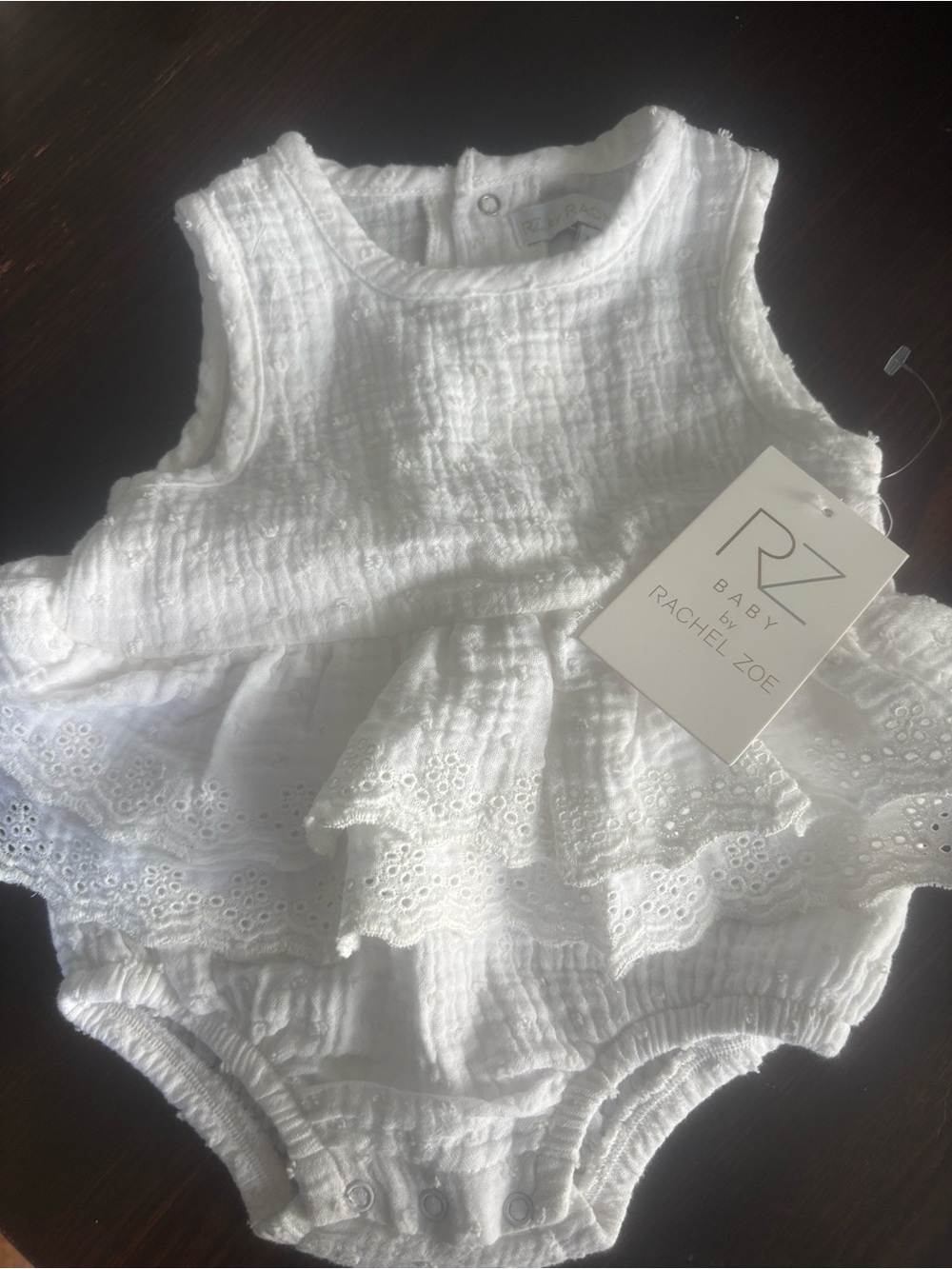 Baby girl, white textured romper by Rachel Zoe